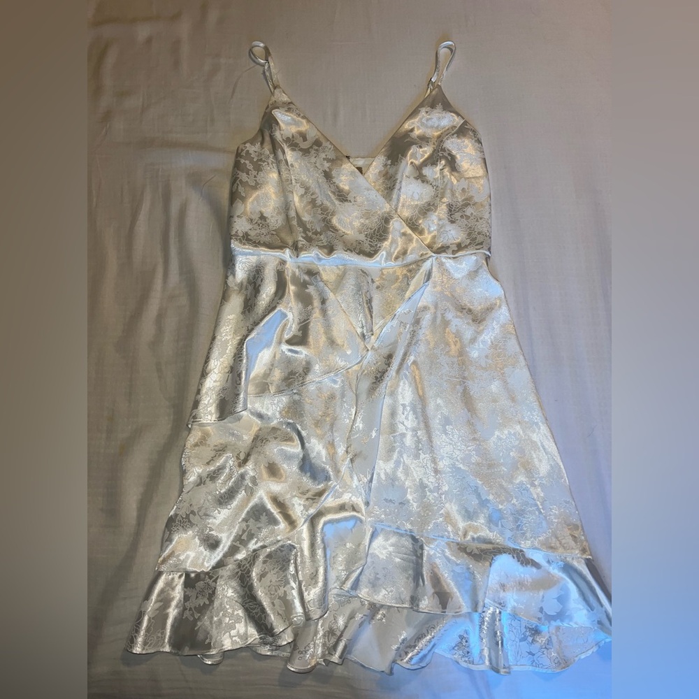 Altar'd State Shimmering Silver Mini Dress
